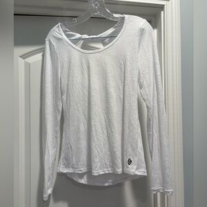 White Long Sleeve Twist Back Top